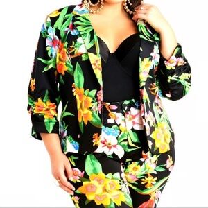 Ashley Stewart Floral Blazer - Black and Multicolor